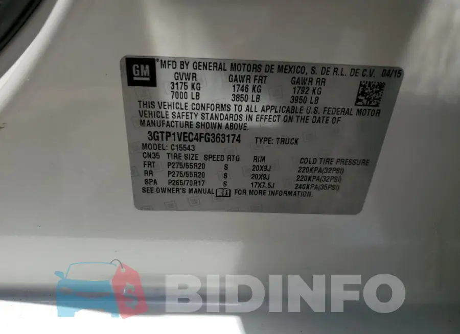 3GTP1VEC4FG363174 Photo# 13