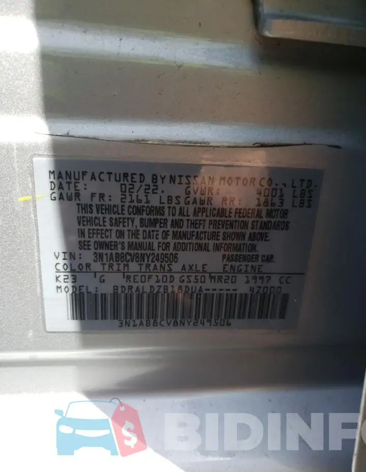 3N1AB8CV8NY249506 Photo# 13