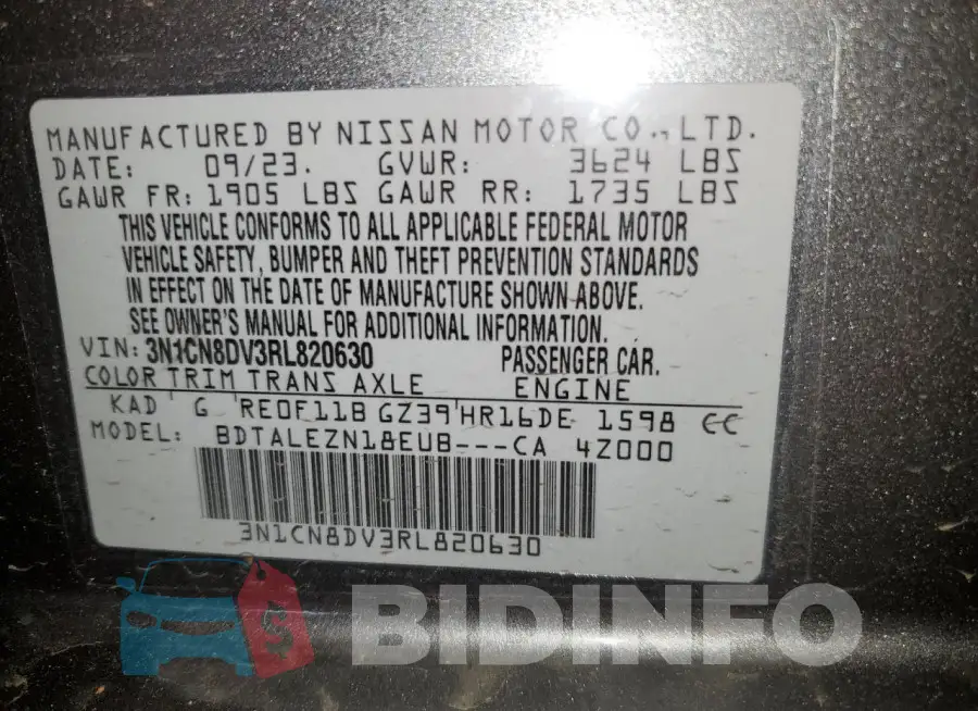 3N1CN8DV3RL820630 Photo# 12