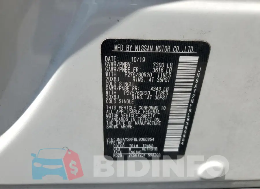 JN8AY2NF8L9360854 Photo# 13