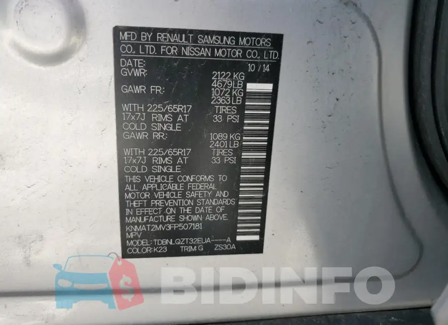 KNMAT2MV3FP507181 Photo# 12