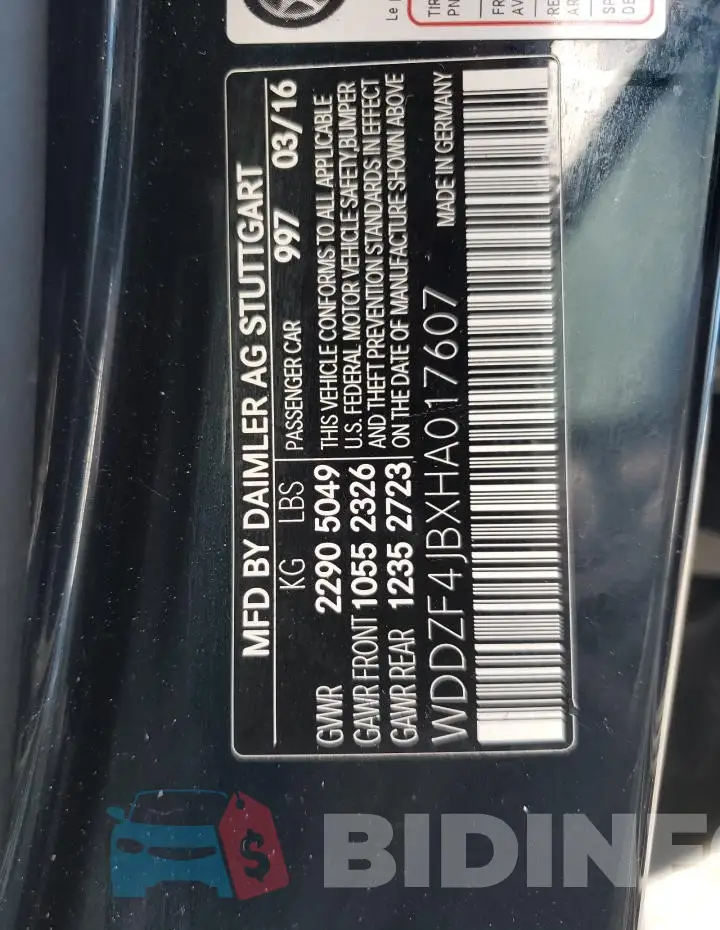 WDDZF4JBXHA017607 Photo# 12