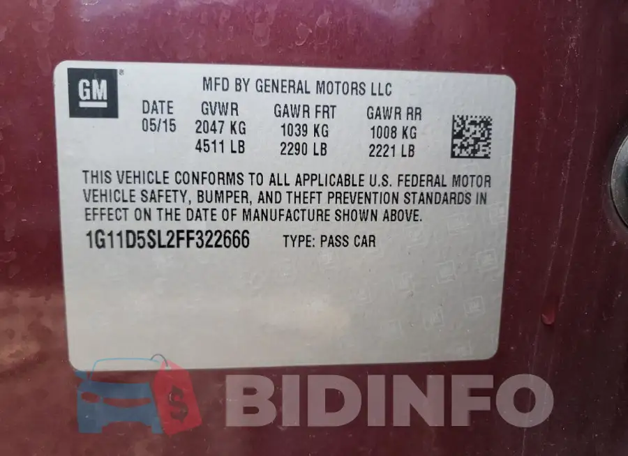 1G11D5SL2FF322666 Photo# 13