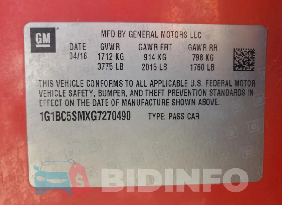 1G1BC5SMXG7270490 Photo# 13