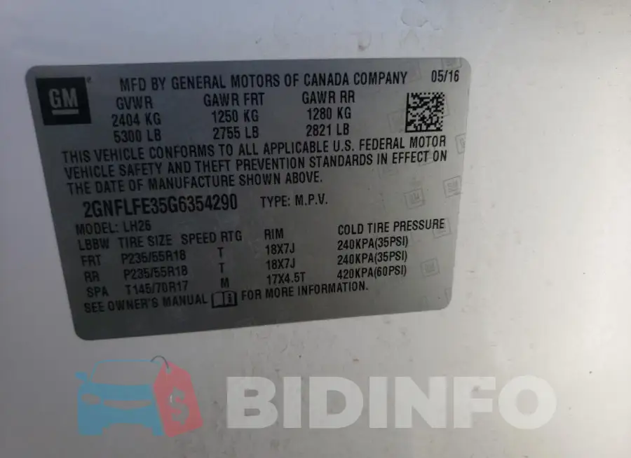 2GNFLFE35G6354290 Photo# 12