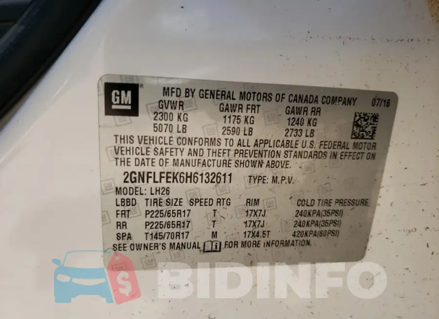 2GNFLFEK6H6132611 Photo# 12