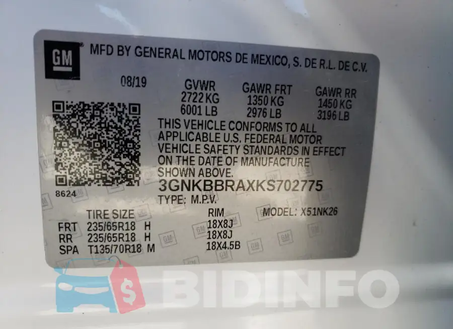 3GNKBBRAXKS702775 Photo# 12