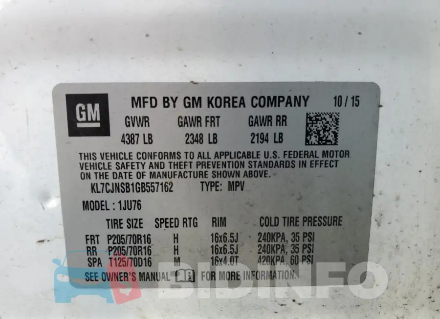 KL7CJNSB1GB557162 Photo# 14