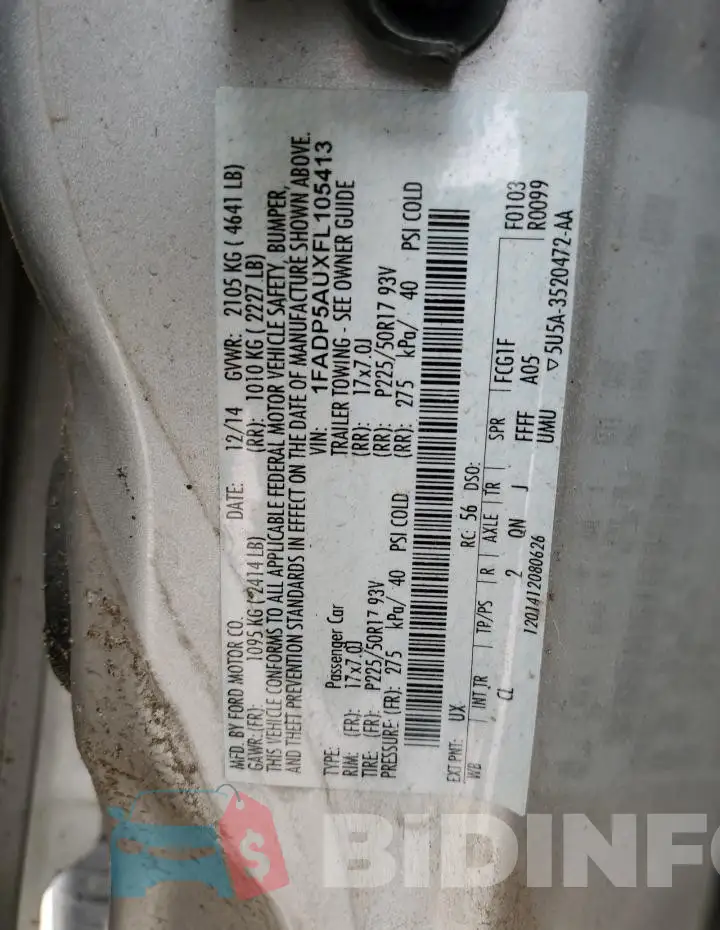 1FADP5AUXFL105413 Photo# 12