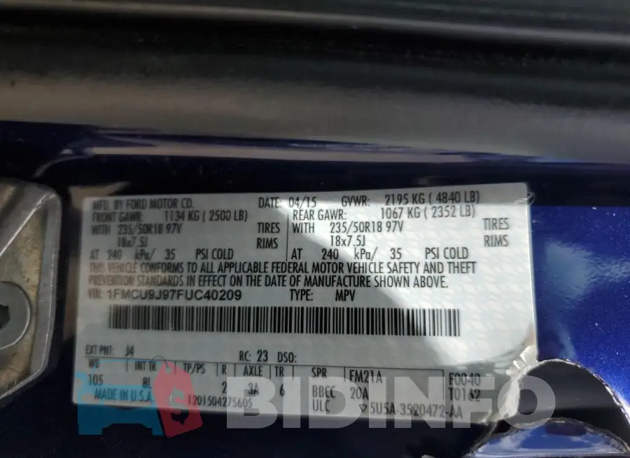 1FMCU9J97FUC40209 Photo# 13