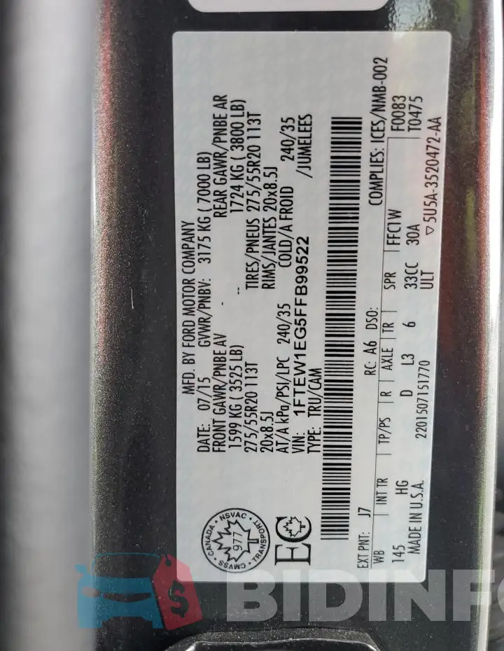 1FTEW1EG5FFB99522 Photo# 12
