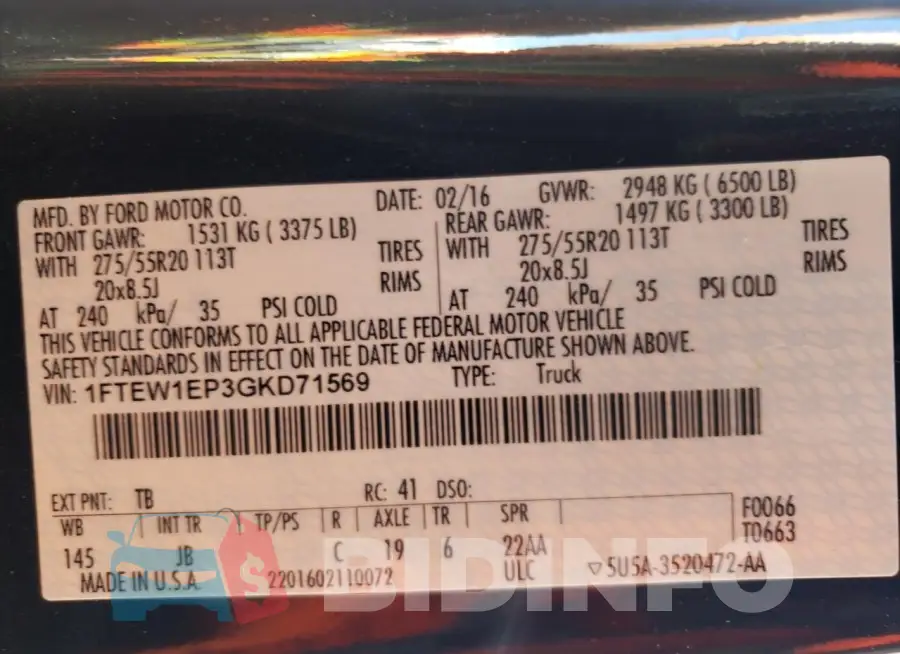 1FTEW1EP3GKD71569 Photo# 12