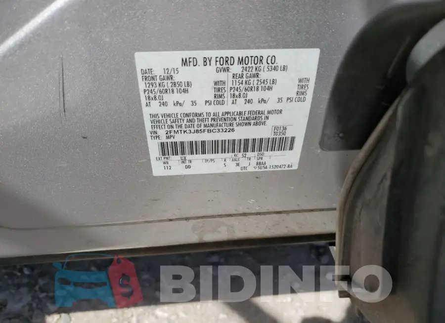 2FMTK3J85FBC33226 Photo# 12