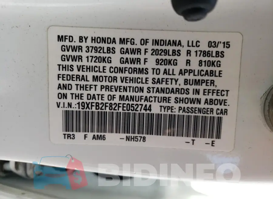 19XFB2F82FE052744 Photo# 12