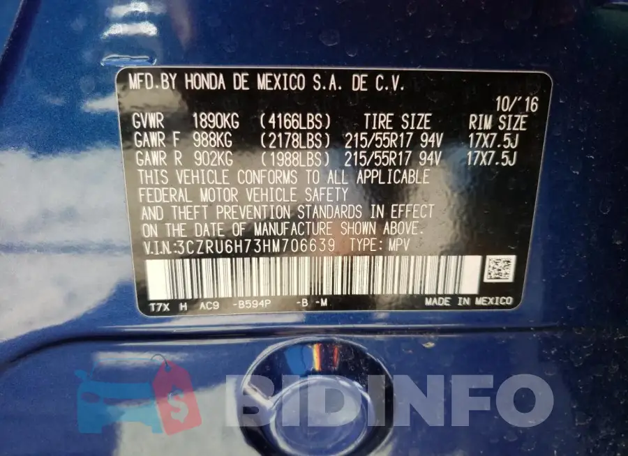 3CZRU6H73HM706639 Photo# 14