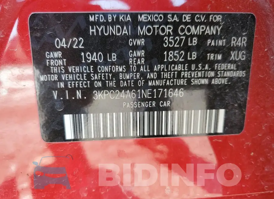 3KPC24A61NE171646 Photo# 12