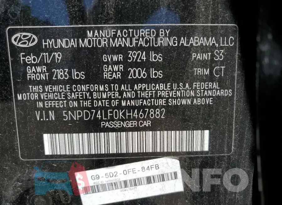 5NPD74LF0KH467882 Photo# 12