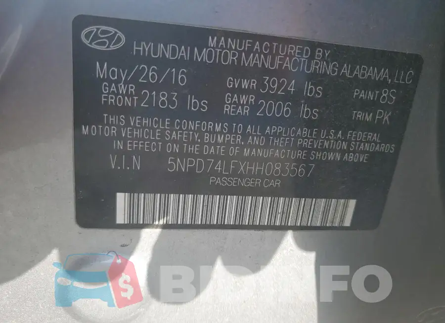 5NPD74LFXHH083567 Photo# 12