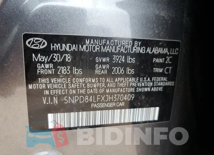 5NPD84LFXJH370409 Photo# 13