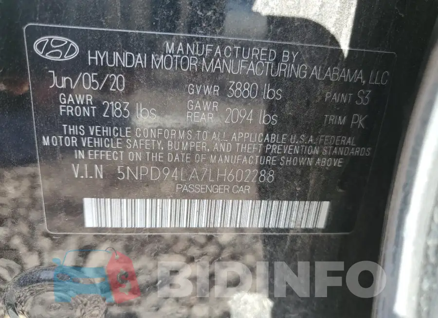 5NPD94LA7LH602288 Photo# 12