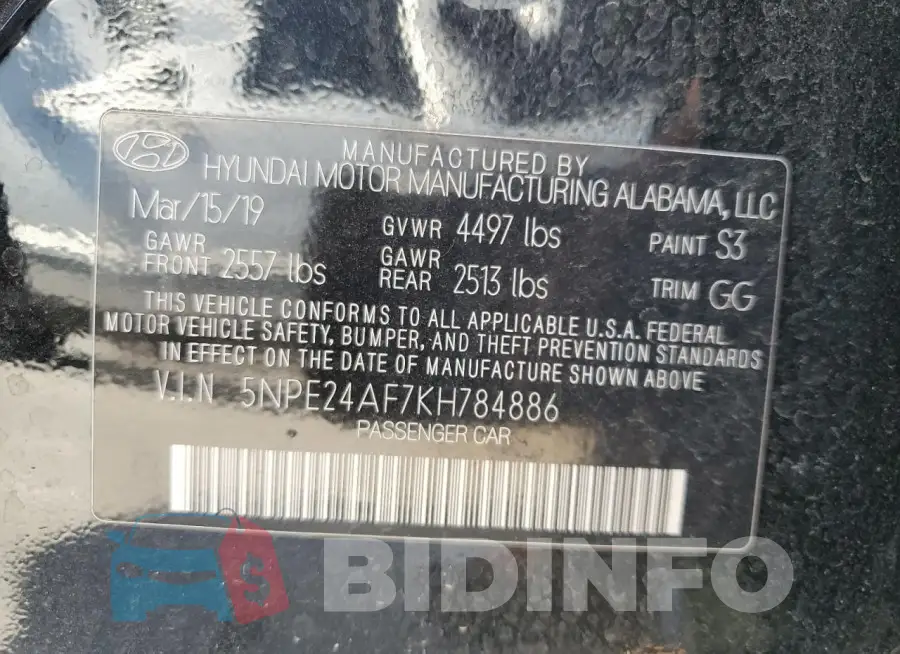 5NPE24AF7KH784886 Photo# 13