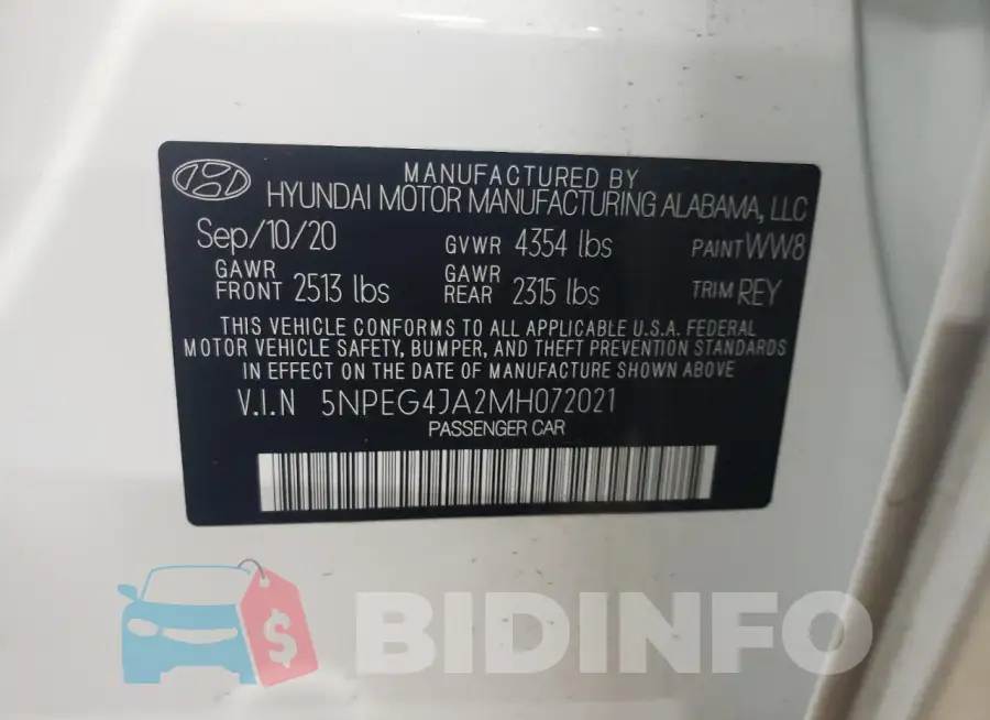 5NPEG4JA2MH072021 Photo# 12