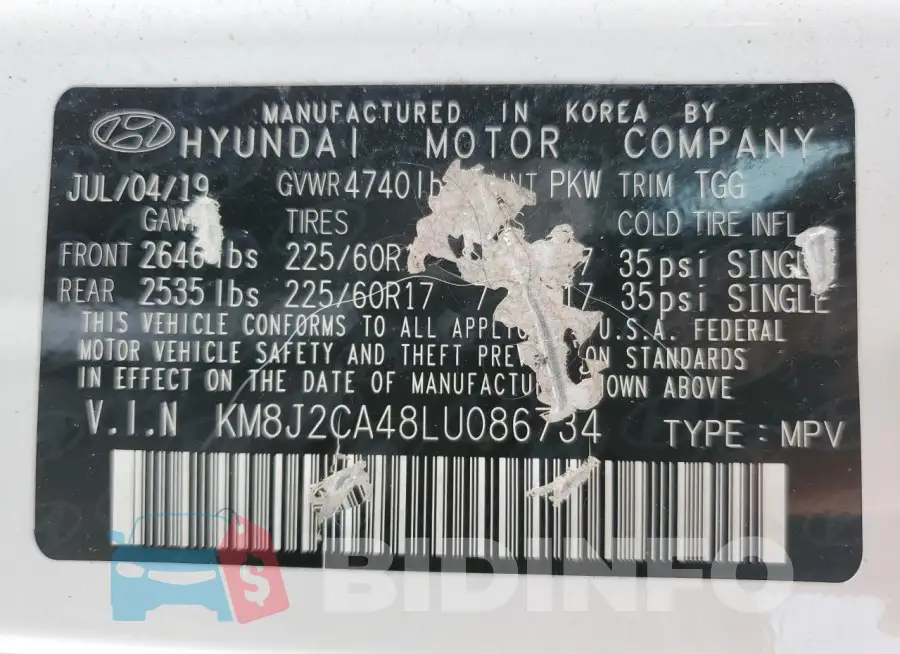 KM8J2CA48LU086734 Photo# 14