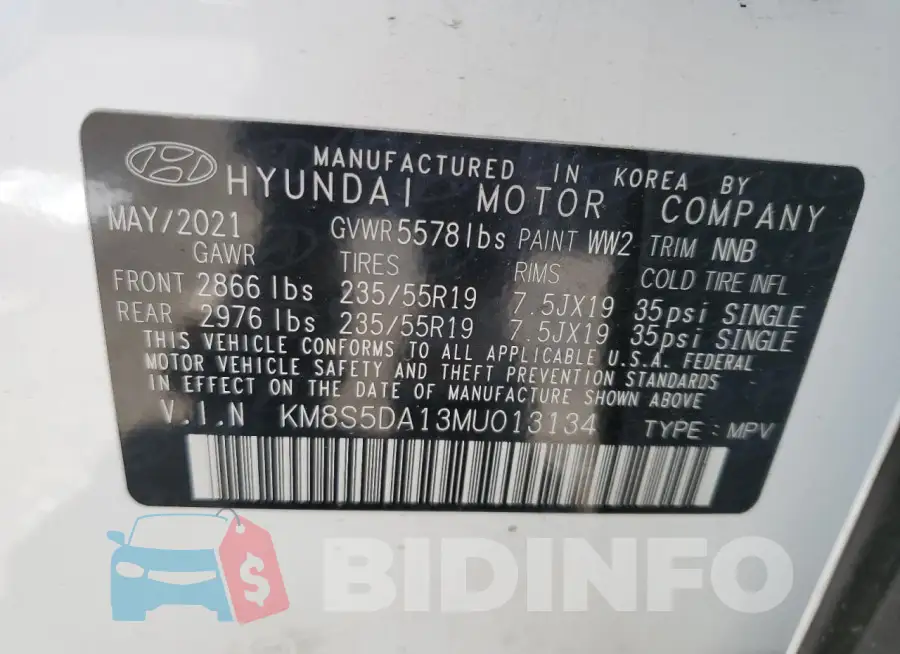 KM8S5DA13MU013134 Photo# 13