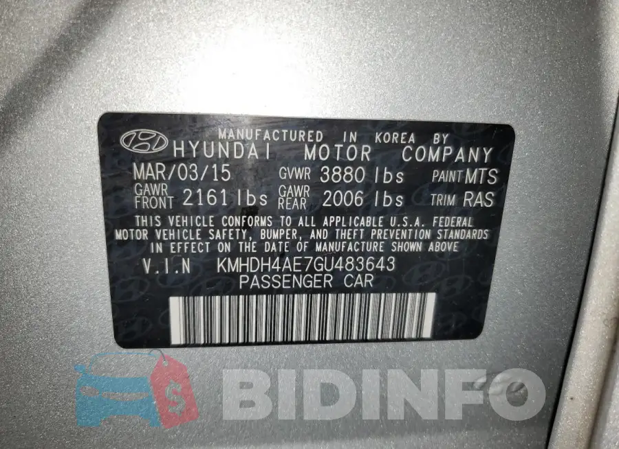 KMHDH4AE7GU483643 Photo# 12