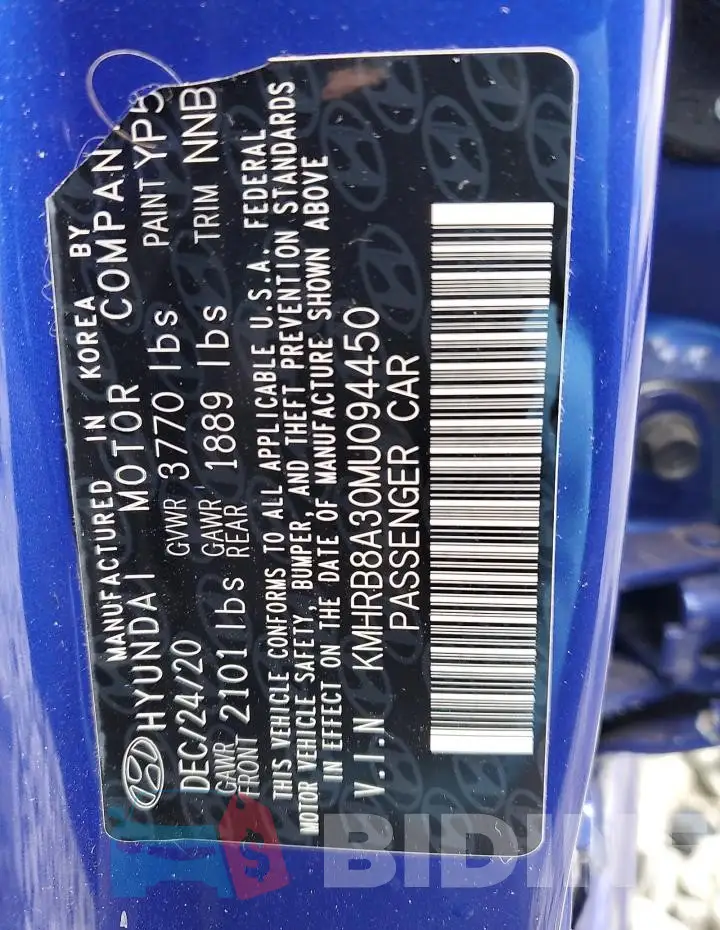 KMHRB8A30MU094450 Photo# 12