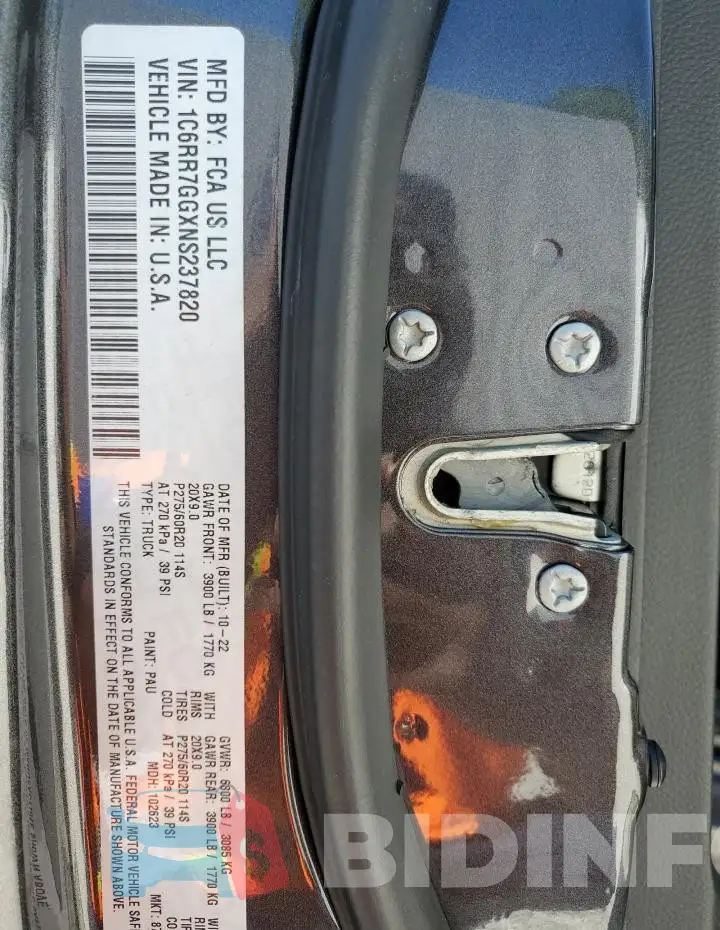1C6RR7GGXNS237820 Photo# 12
