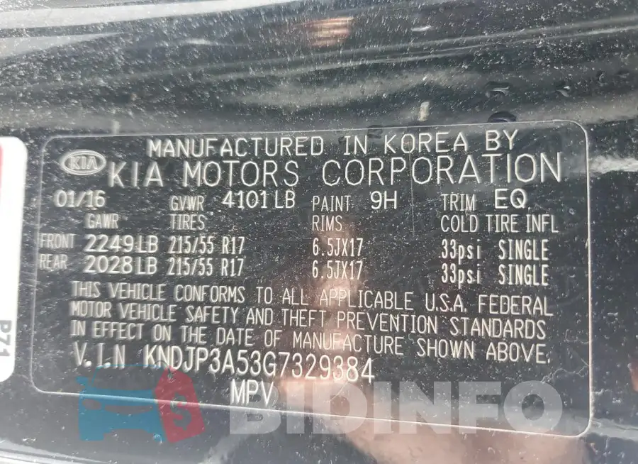 KNDJP3A53G7329384 Photo# 12