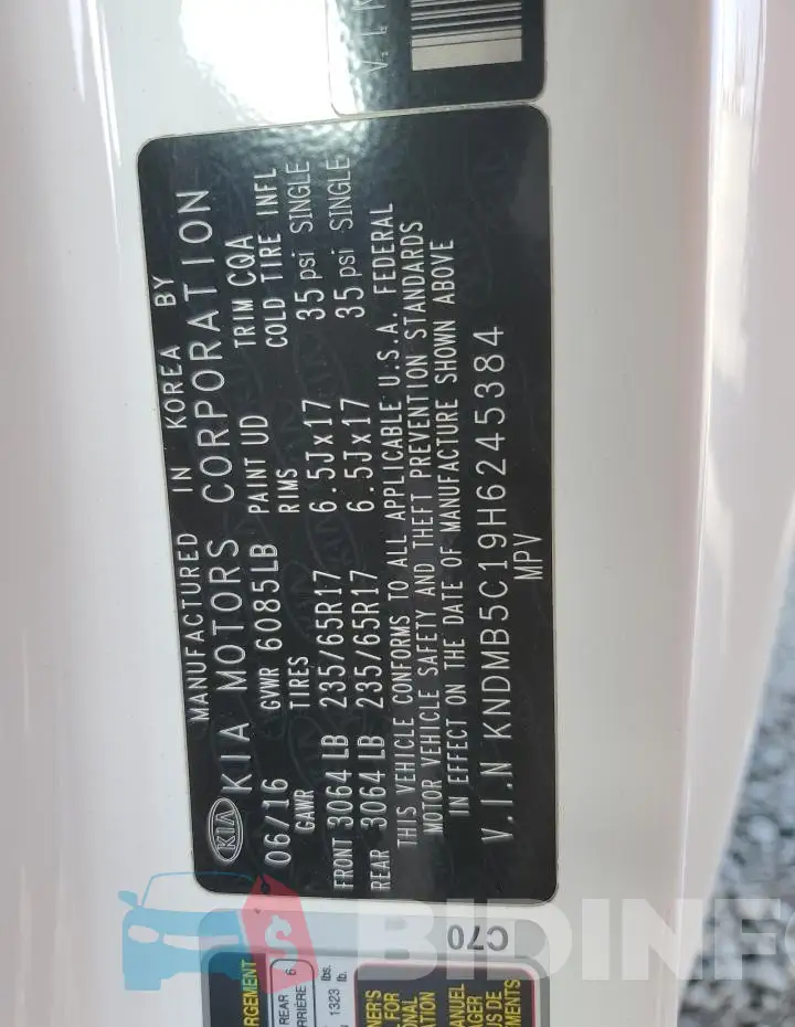 KNDMB5C19H6245384 Photo# 13