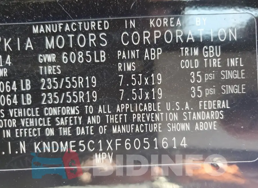 KNDME5C1XF6051614 Photo# 13