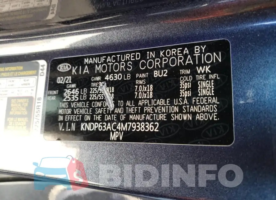 KNDP63AC4M7938362 Photo# 13