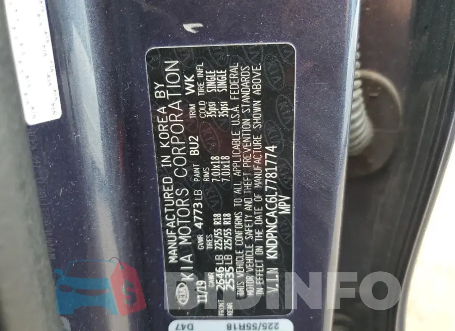KNDPNCAC6L7781774 Photo# 13