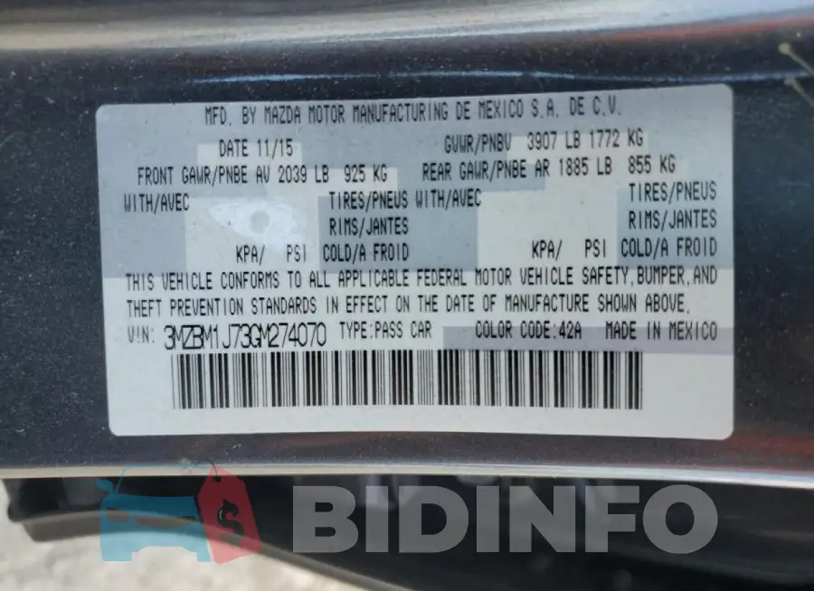 3MZBM1J73GM274070 Photo# 13
