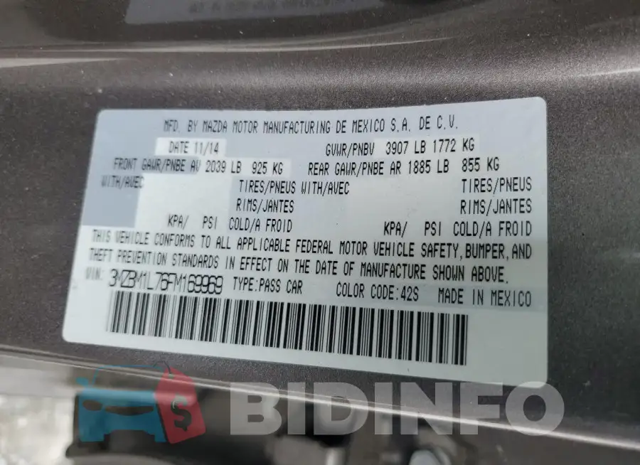 3MZBM1L76FM169969 Photo# 12