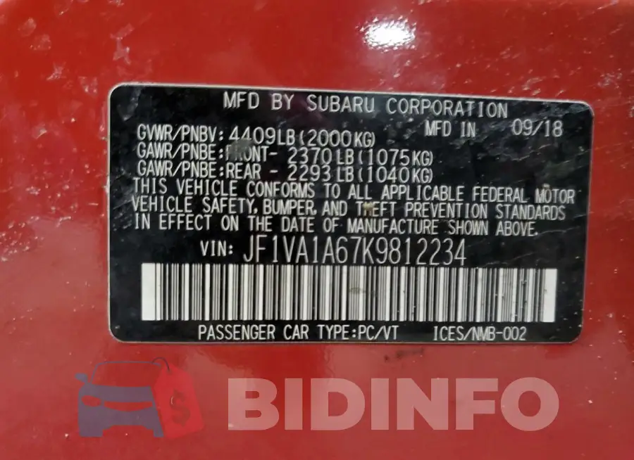JF1VA1A67K9812234 Photo# 13