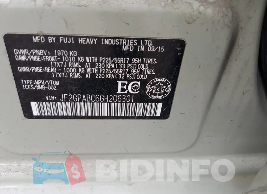 JF2GPABC6GH206301 Photo# 12