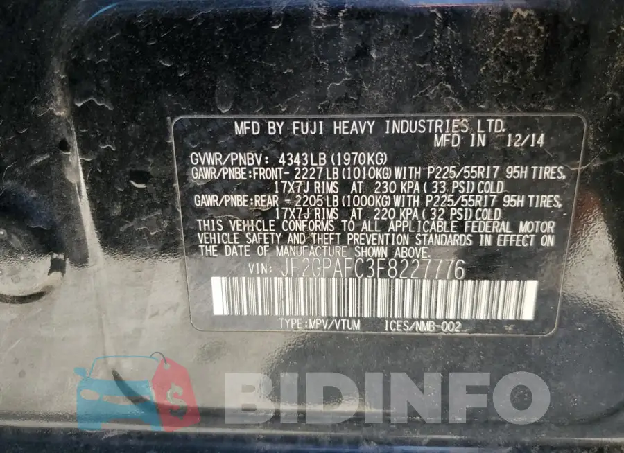 JF2GPAFC3F8227776 Photo# 13