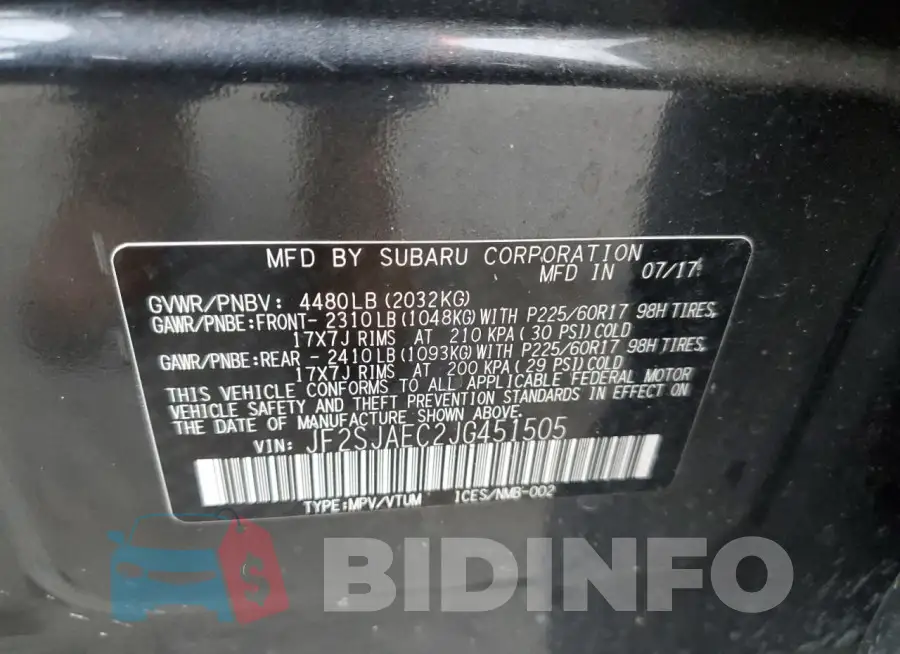 JF2SJAEC2JG451505 Photo# 14