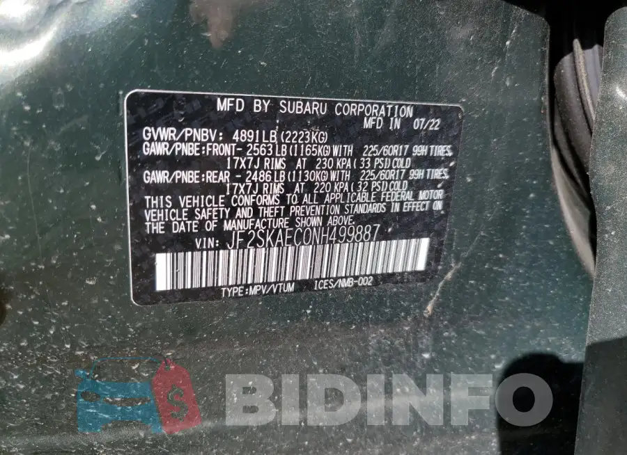 JF2SKAEC0NH499887 Photo# 12