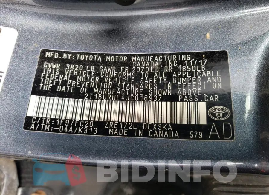 2T1BURHE4JC016937 Photo# 12