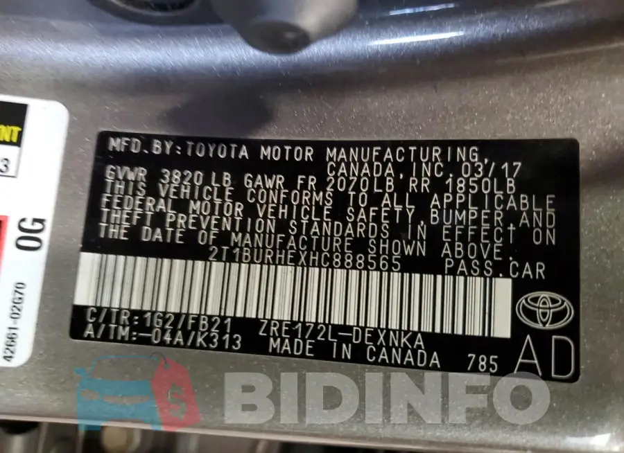 2T1BURHEXHC888565 Photo# 12