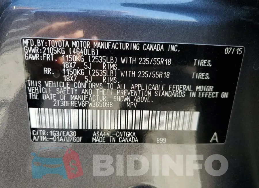 2T3DFREV6FW365098 Photo# 12