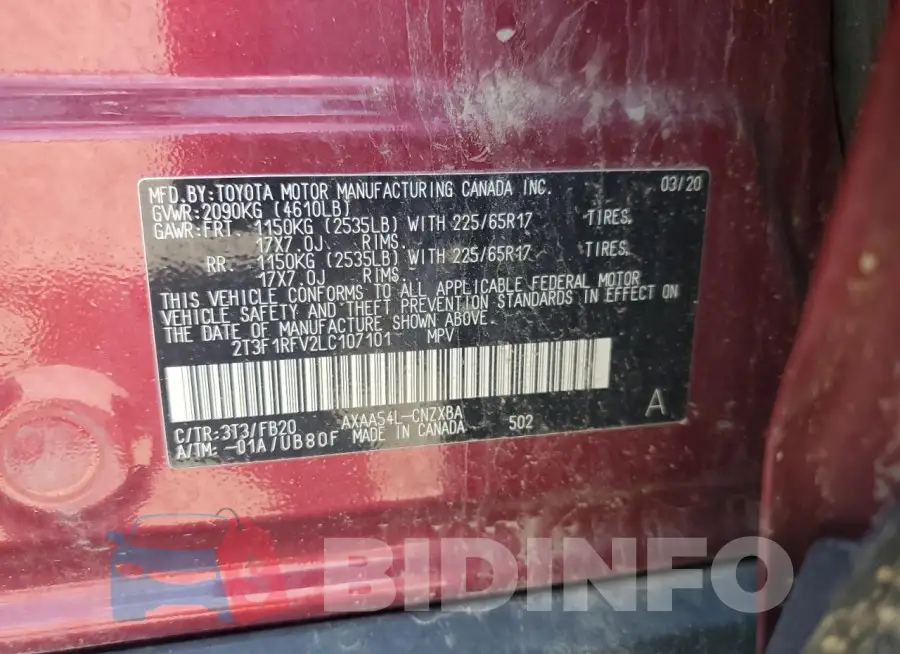 2T3F1RFV2LC107101 Photo# 12