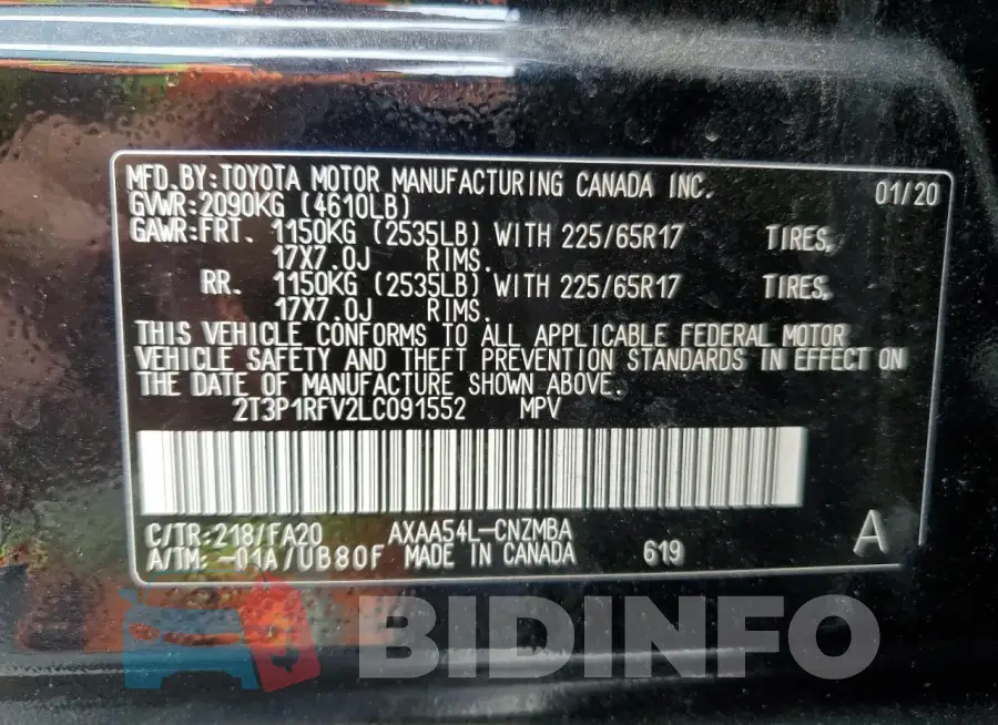 2T3P1RFV2LC091552 Photo# 12