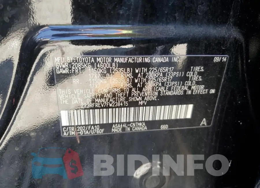 2T3RFREV7FW238415 Photo# 13