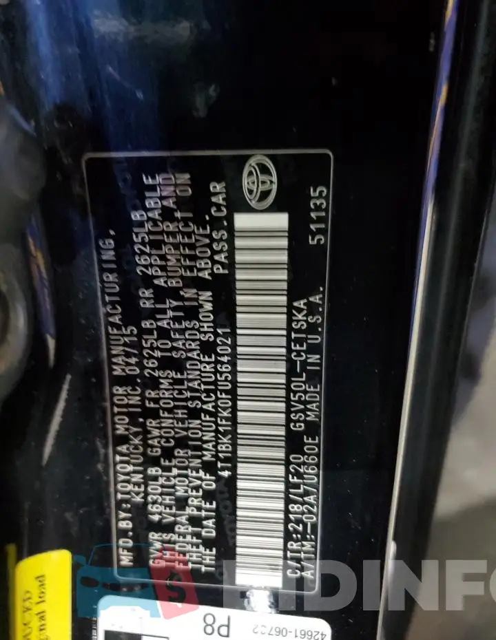 4T1BK1FK0FU564021 Photo# 12